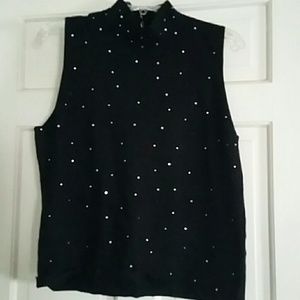Josephine Chaus Black Sleeveless Knit Too Sz L